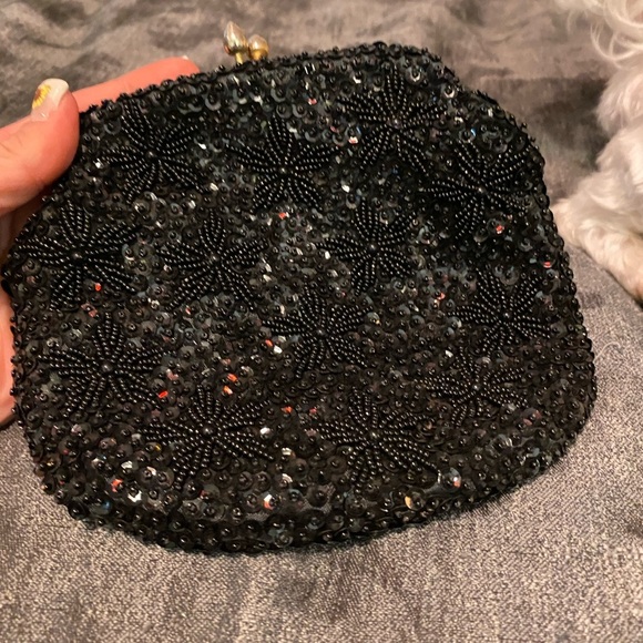 Black Sparkly Sequin Wristlet with Intricate Design